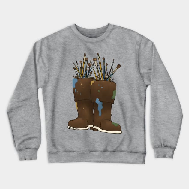 Paint Brush Rain Boots Crewneck Sweatshirt by Pastel.Punkk